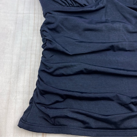 Athleta Aqualuxe Bra Cup 2-Way Tankini Swim Top Navy Blue Sz 32 B/C - Picture 5 of 14